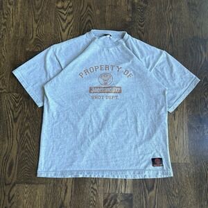 Vintage Jagermeister Shirt Mens XL Gray Shot Dept Promo Graphic Tee Beer Alcohol